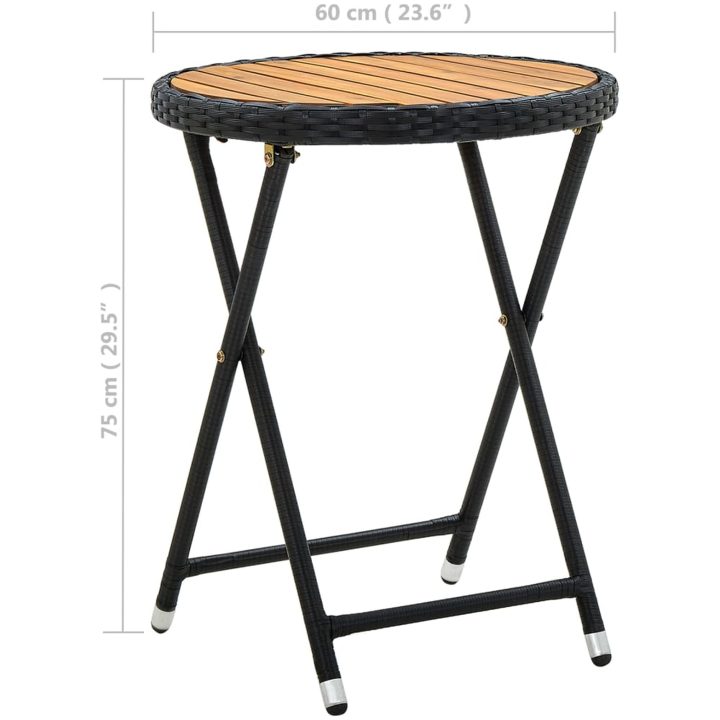 Tebord svart 60 cm konstrotting och massivt akaciaträ vidaXL – bild 7