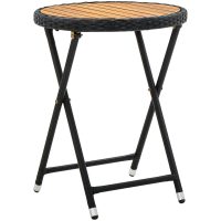 Tebord svart 60 cm konstrotting och massivt akaciaträ vidaXL