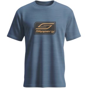 TEE SLIPPERY CREST HEATHERED NEPTUNE BLUE LG