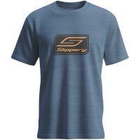 TEE SLIPPERY CREST HEATHERED NEPTUNE BLUE MD
