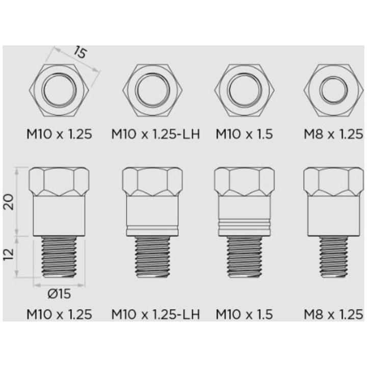Tillbehör Backspegelsfäste Adapter kit M8/M10 Quad Lock – bild 5