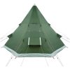 Tipi-tält 4 personer grön vattentätt vidaXL – miniatyr 8