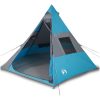 Tipi-tält 7 personer blå vattentätt vidaXL – miniatyr 2