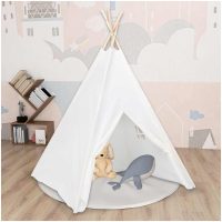 Tipitält för barn med väska peachskin vit 120x120x150 cm vidaXL