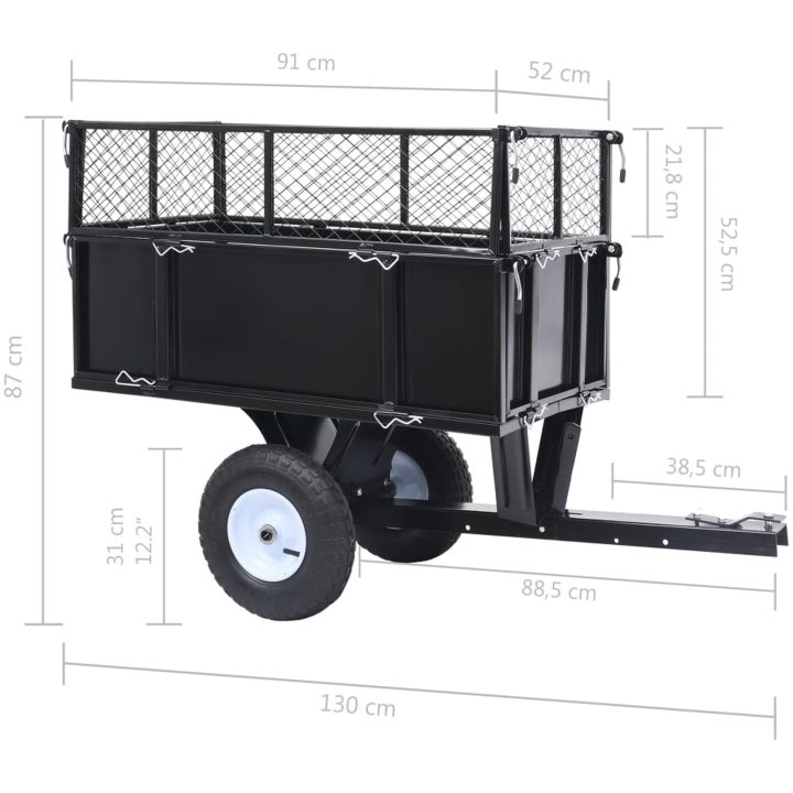 Tippvagn för gräsklippare 150 kg last vidaXL – bild 10
