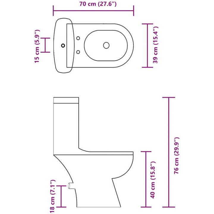 Toalett med cistern vit vidaXL – bild 9