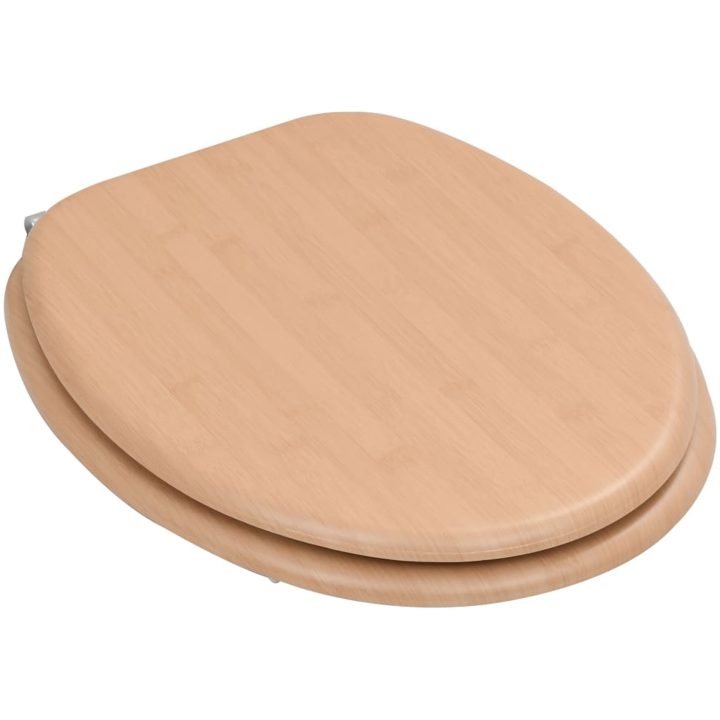 Toalettsits med lock MDF bambudesign vidaXL – bild 3