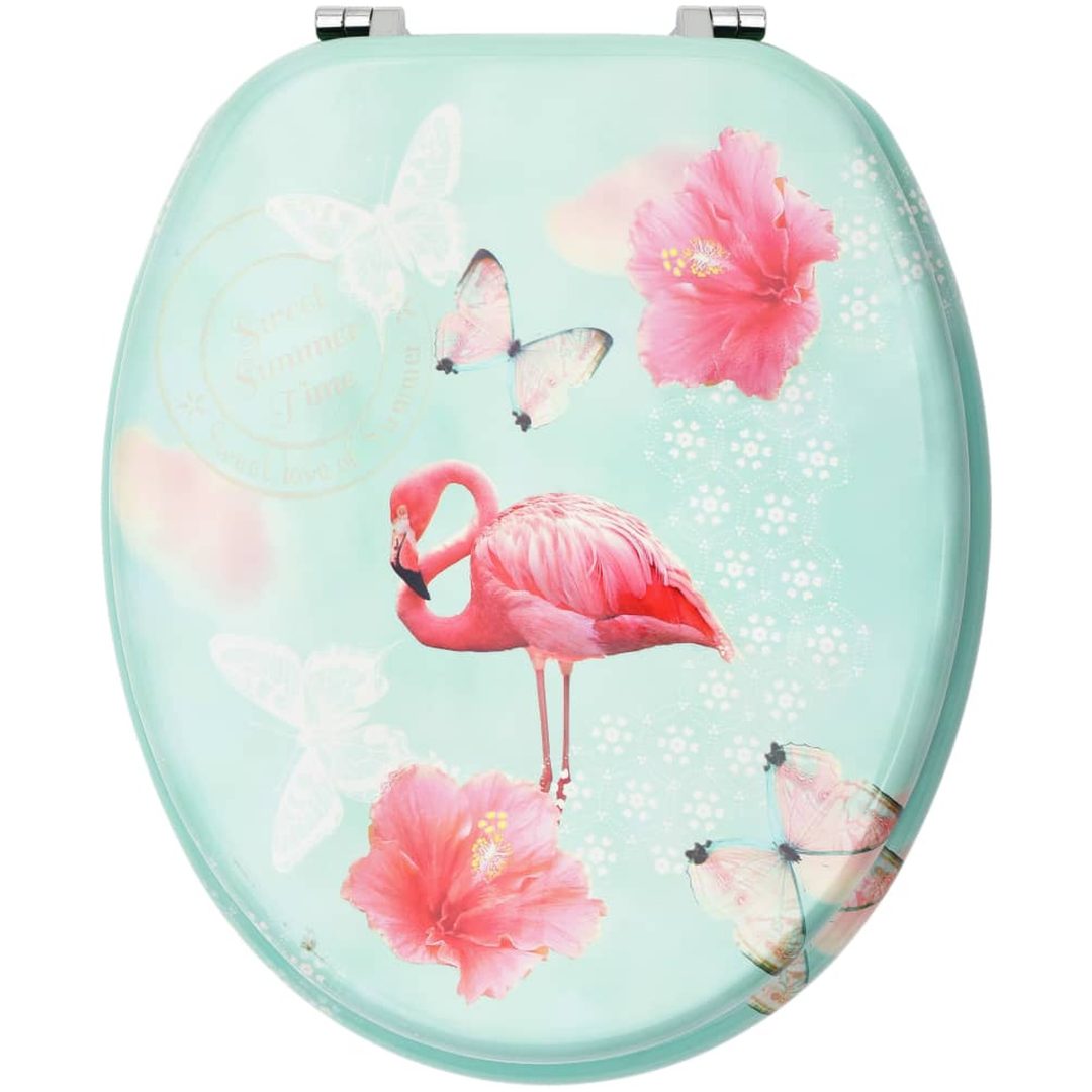 Toalettsits med lock MDF flamingo vidaXL – bild 5