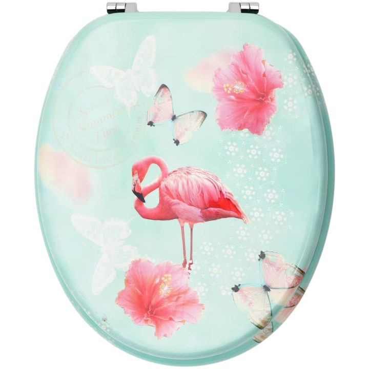Toalettsits med lock MDF flamingo vidaXL – bild 5