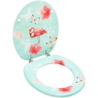 Toalettsits med lock MDF flamingo vidaXL