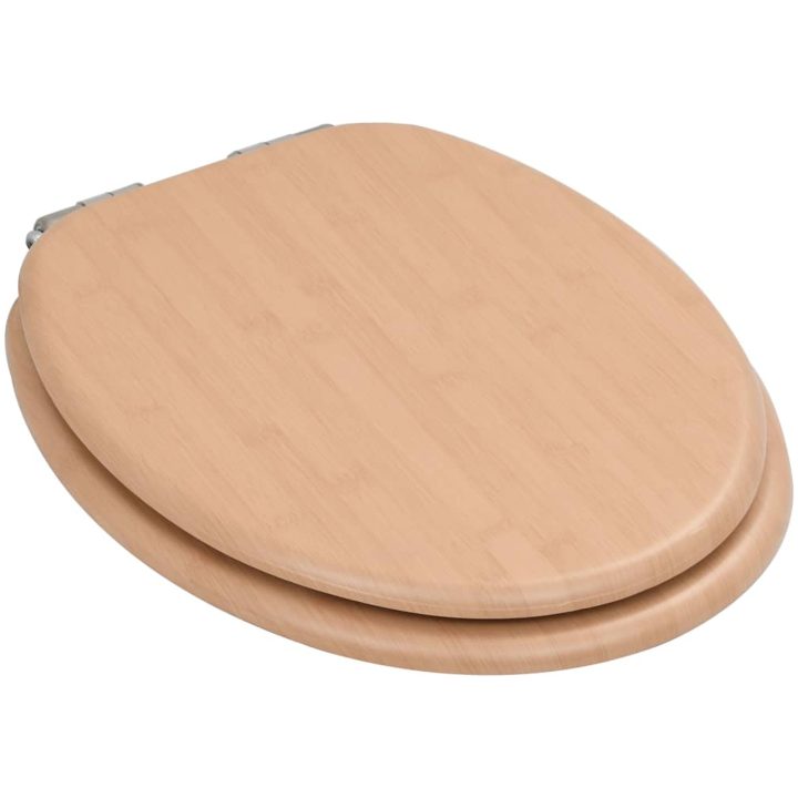 Toalettsits med mjuk stängning MDF bambu vidaXL – bild 3