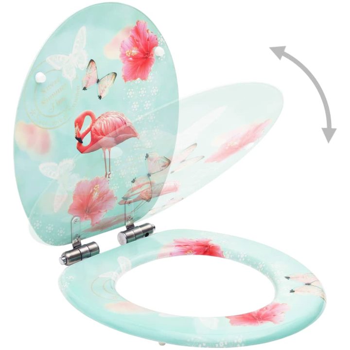 Toalettsits med mjuk stängning MDF flamingo vidaXL – bild 2