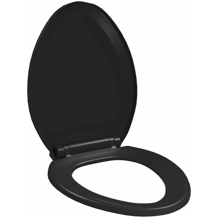 Toalettsits med mjuk stängning och snabbfäste svart vidaXL 47 x 35 cm – bild 2