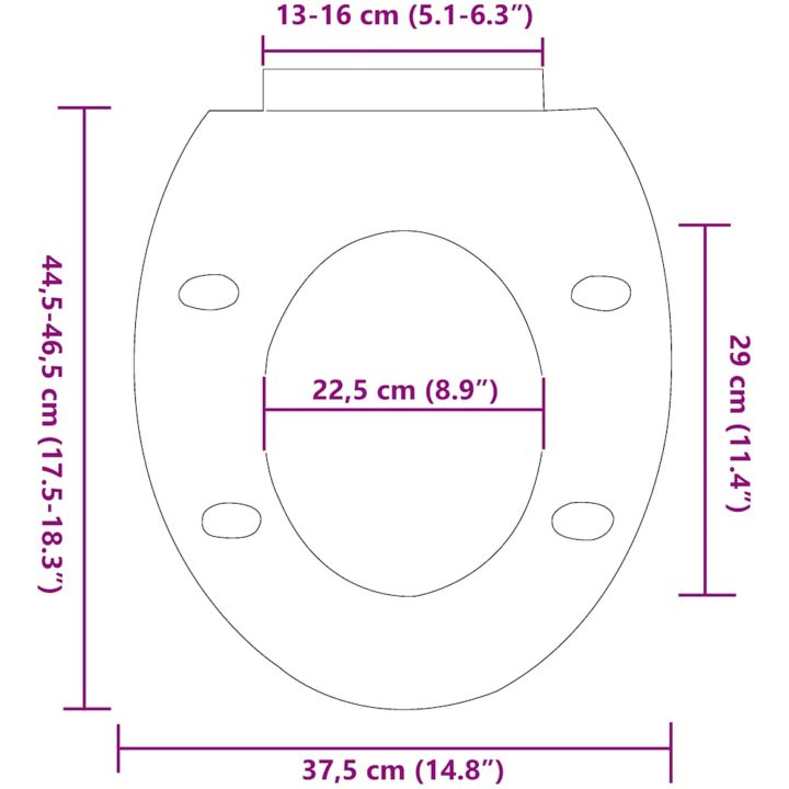 Toalettsits med mjuk stängning och snabbfäste vit vidaXL 45.5 x 37.5 cm – bild 12