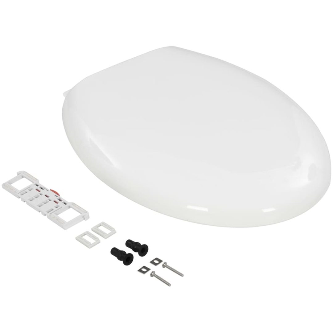 Toalettsits med mjuk stängning och snabbfäste vit vidaXL 45.5 x 37.5 cm – bild 3