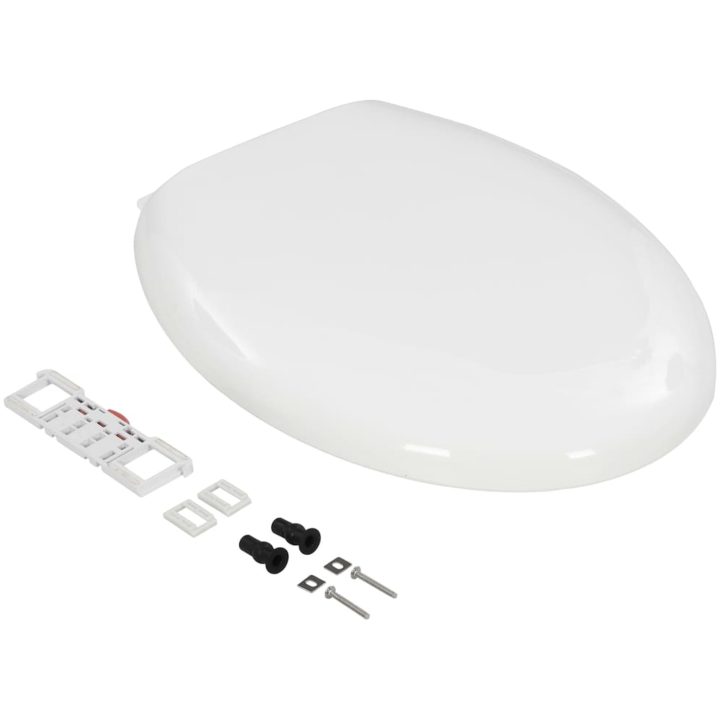 Toalettsits med mjuk stängning och snabbfäste vit vidaXL 45.5 x 37.5 cm – bild 3