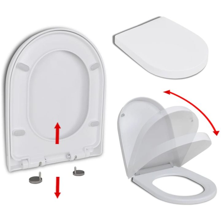 Toalettsits med mjuk stängning vit fyrkantig vidaXL 46 x 36 cm(60 - 200 mm) – bild 2