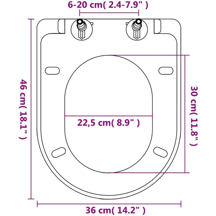 Toalettsits med mjuk stängning vit fyrkantig vidaXL 46 x 36 cm(60 - 200 mm) – bild 12