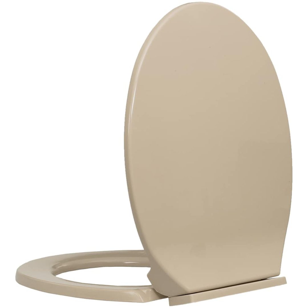 Toalettsits mjuk stängning beige oval vidaXL – bild 5