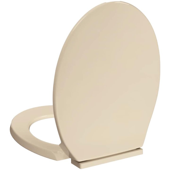 Toalettsits mjuk stängning beige oval vidaXL – bild 7
