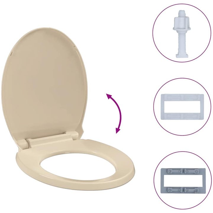 Toalettsits mjuk stängning beige oval vidaXL – bild 10