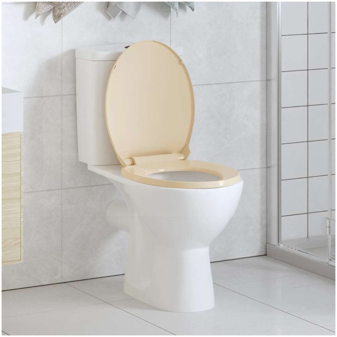 Toalettsits mjuk stängning beige oval vidaXL
