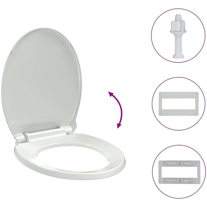 Toalettsits mjuk stängning oval vit vidaXL – bild 8