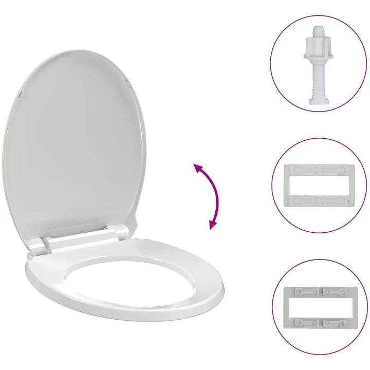 Toalettsits mjuk stängning oval vit vidaXL – bild 10