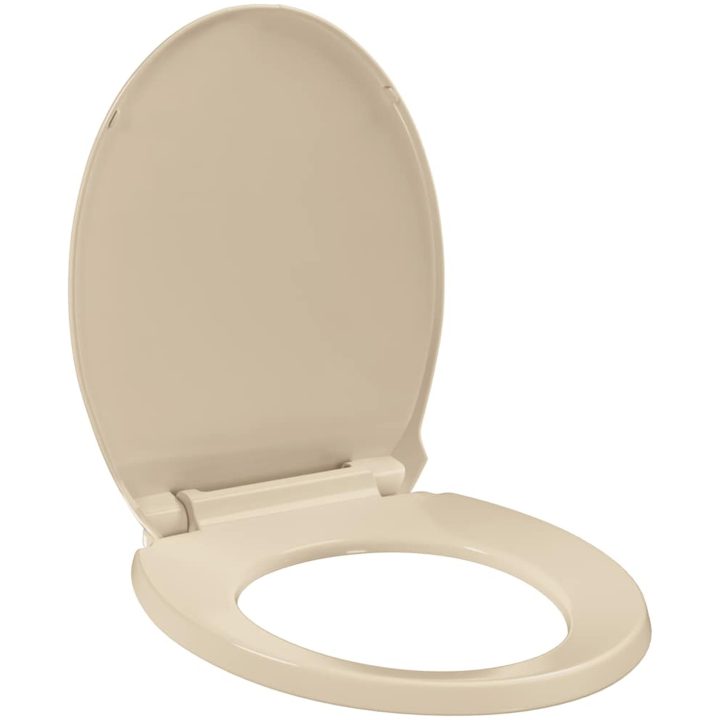 Toalettsits mjuk stängning snabbfäste beige oval vidaXL – bild 2