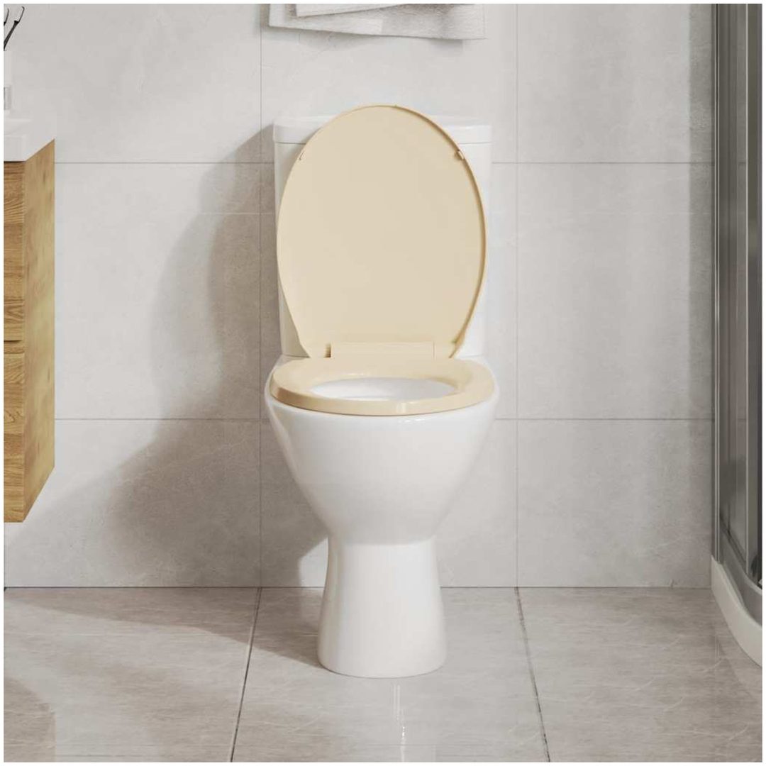 Toalettsits mjuk stängning snabbfäste beige oval vidaXL – bild 3
