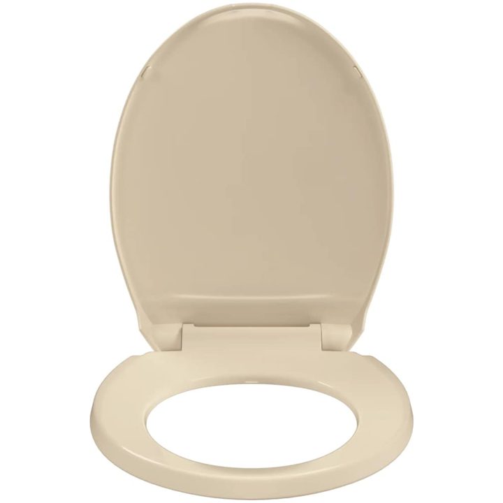 Toalettsits mjuk stängning snabbfäste beige oval vidaXL – bild 5