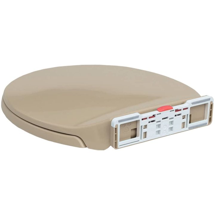 Toalettsits mjuk stängning snabbfäste beige oval vidaXL – bild 7