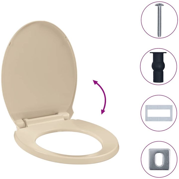 Toalettsits mjuk stängning snabbfäste beige oval vidaXL – bild 10