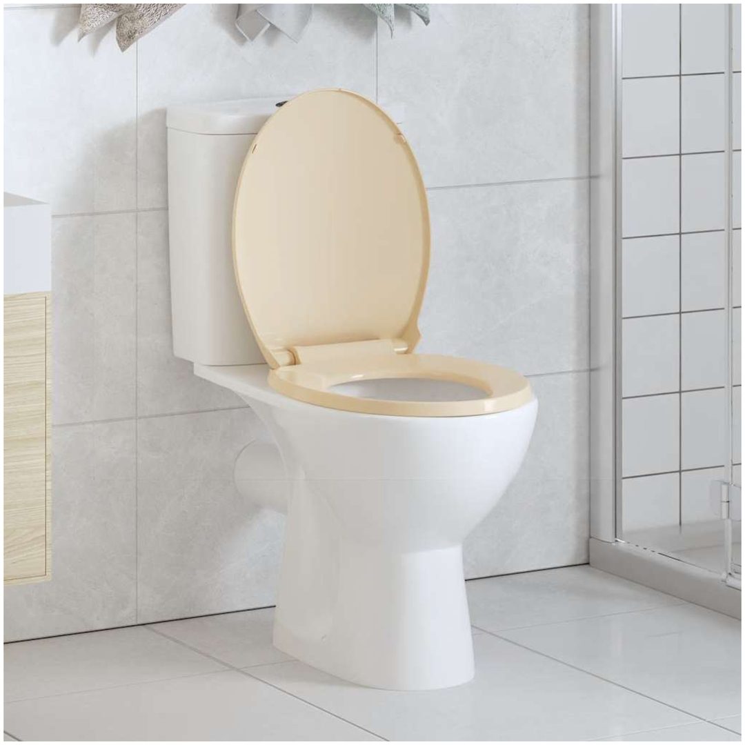 Toalettsits mjuk stängning snabbfäste beige oval vidaXL