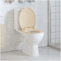 Toalettsits mjuk stängning snabbfäste beige oval vidaXL