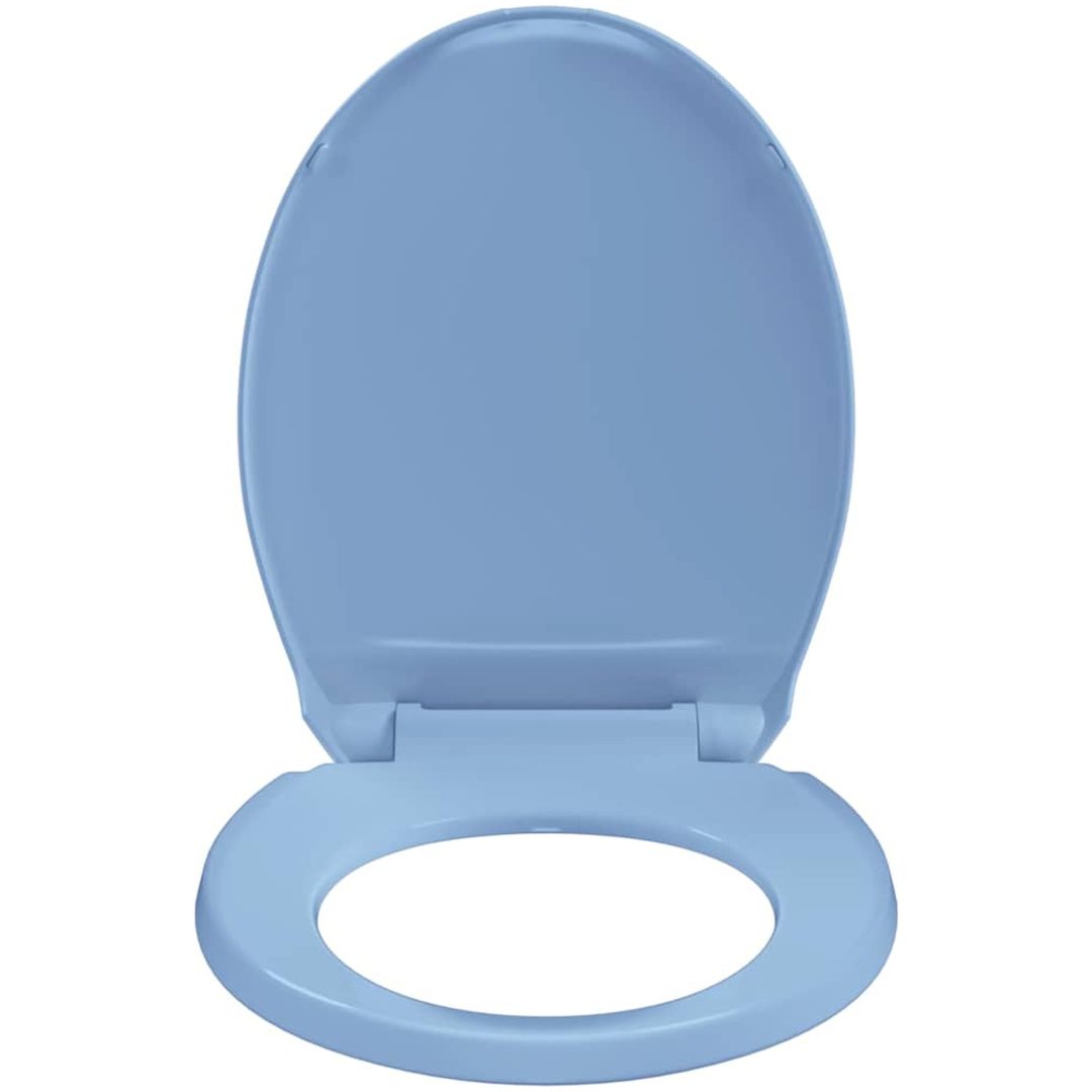 Toalettsits mjuk stängning snabbfäste blå oval vidaXL – bild 5
