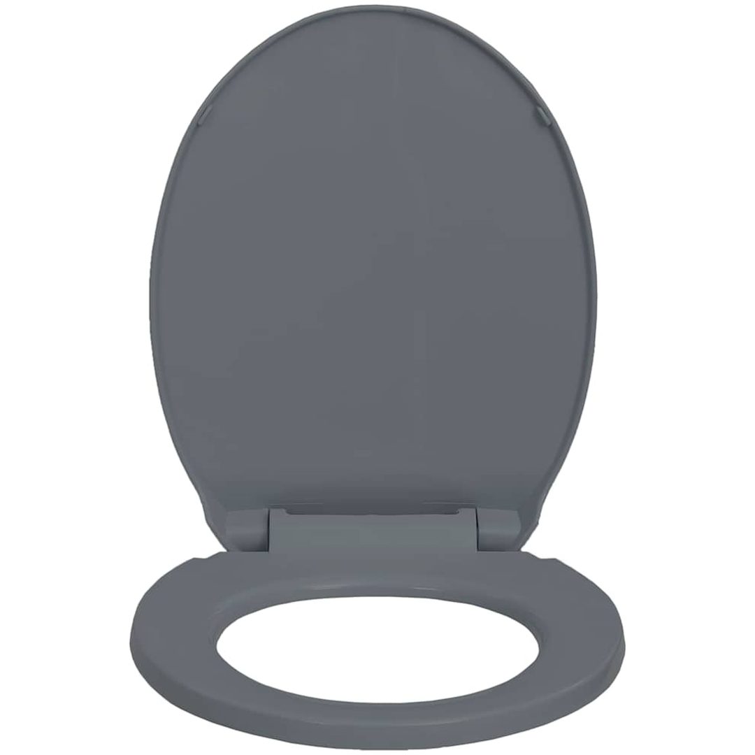 Toalettsits mjuk stängning snabbfäste grå oval vidaXL – bild 5