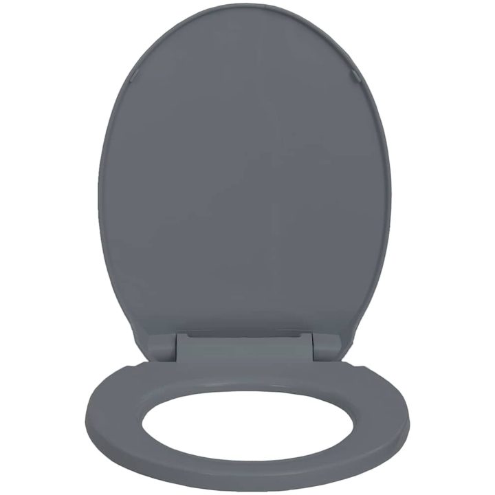 Toalettsits mjuk stängning snabbfäste grå oval vidaXL – bild 5