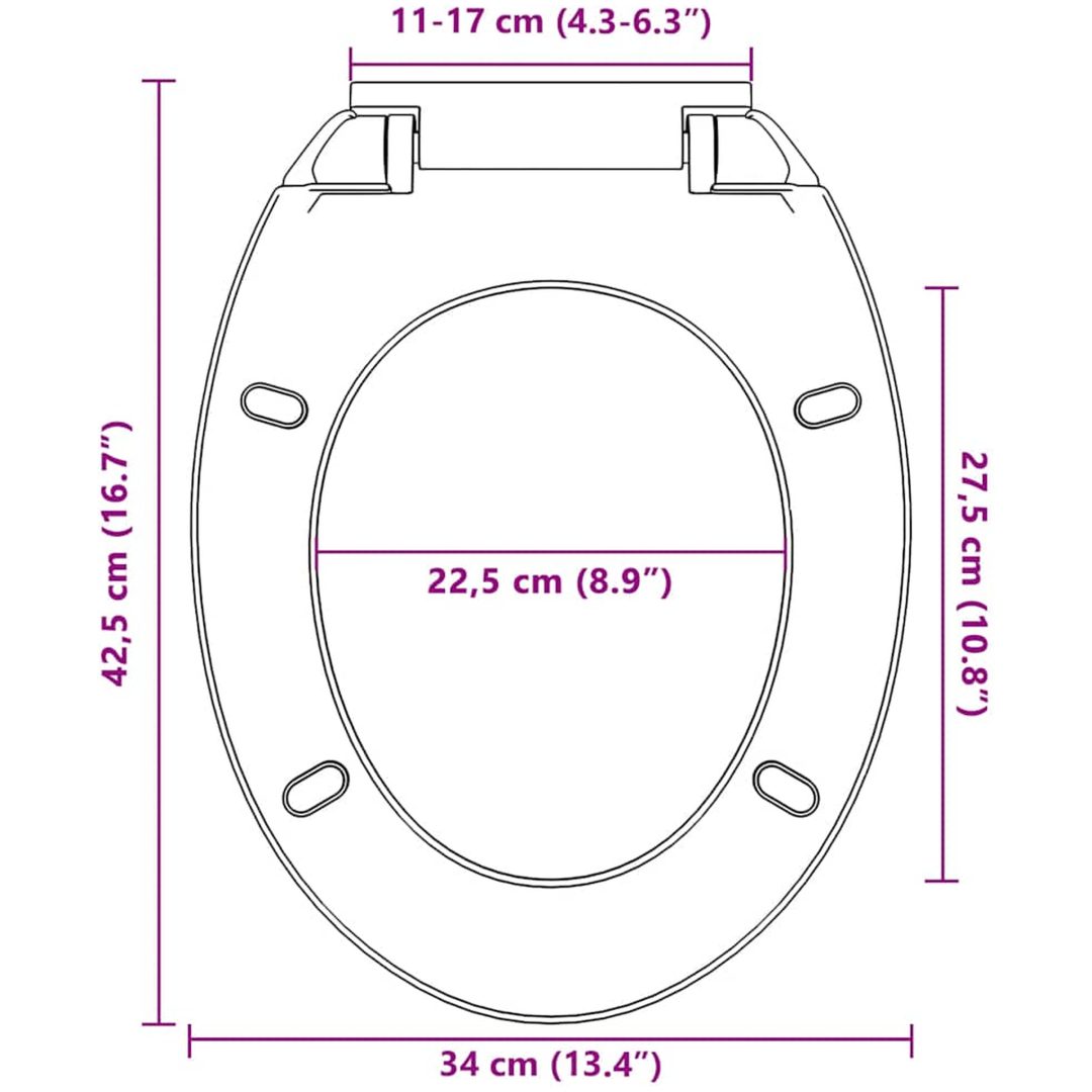 Toalettsits mjuk stängning snabbfäste ljusgrå oval vidaXL – bild 12
