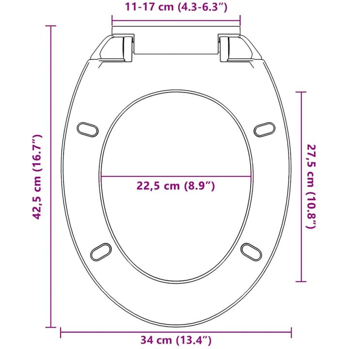 Toalettsits mjuk stängning snabbfäste ljusgrå oval vidaXL – bild 12