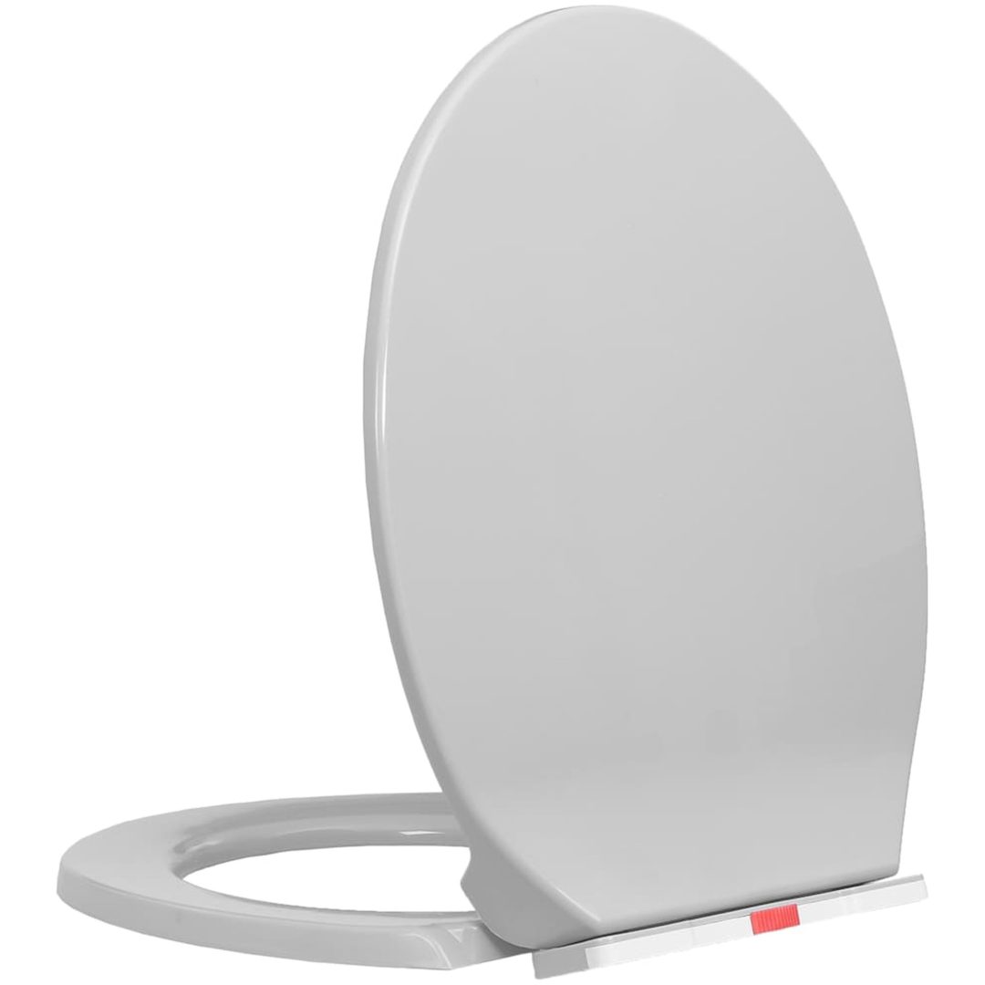 Toalettsits mjuk stängning snabbfäste ljusgrå oval vidaXL