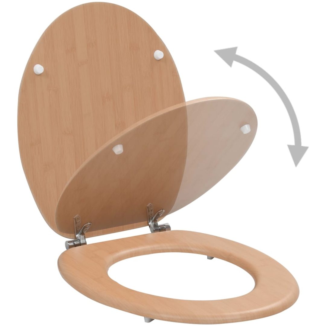 Toalettsitsar med lock 2 st MDF bambudesign vidaXL – bild 3