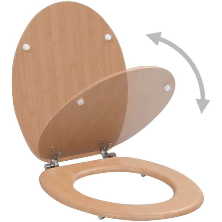 Toalettsitsar med lock 2 st MDF bambudesign vidaXL – bild 3