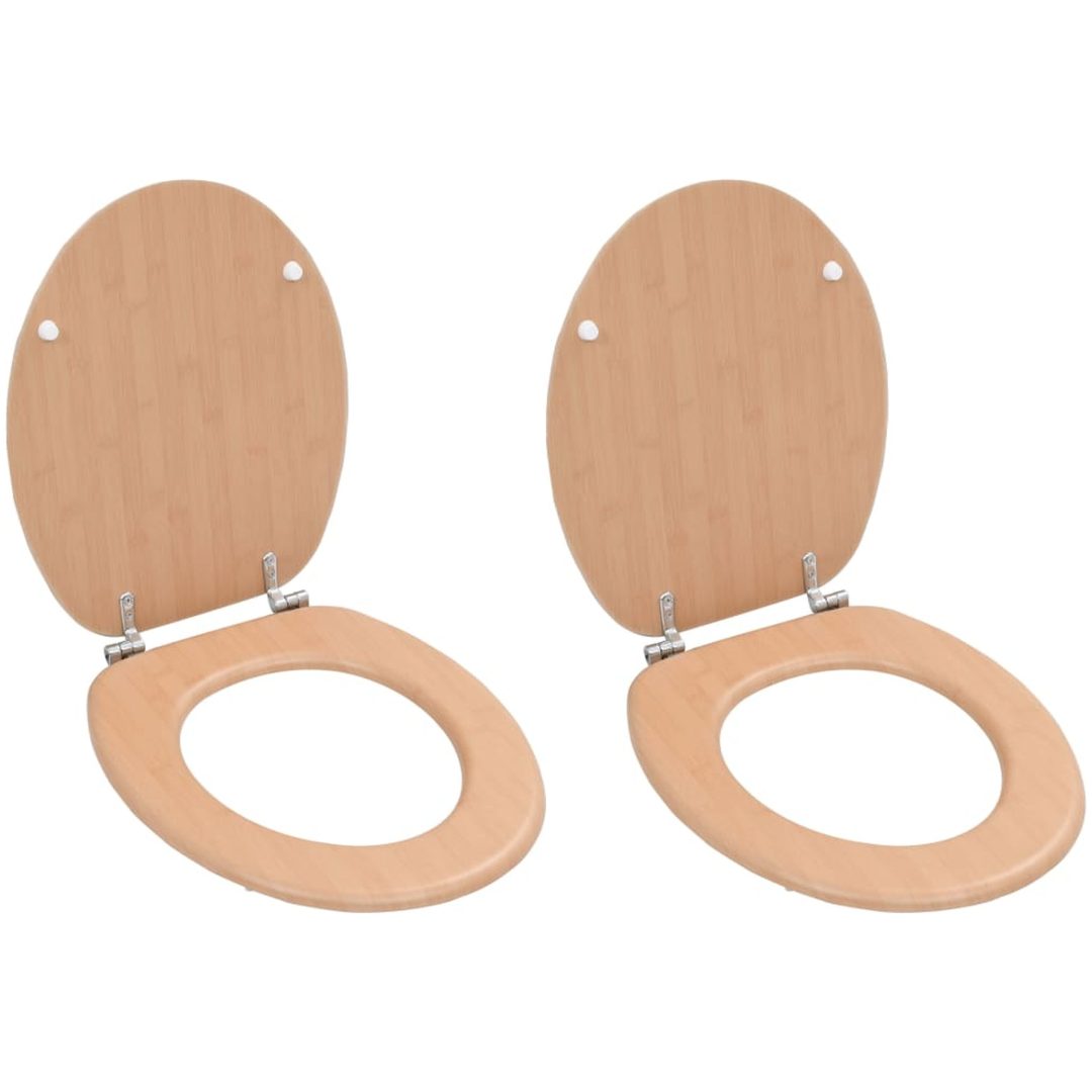 Toalettsitsar med lock 2 st MDF bambudesign vidaXL