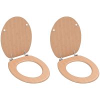 Toalettsitsar med lock 2 st MDF bambudesign vidaXL