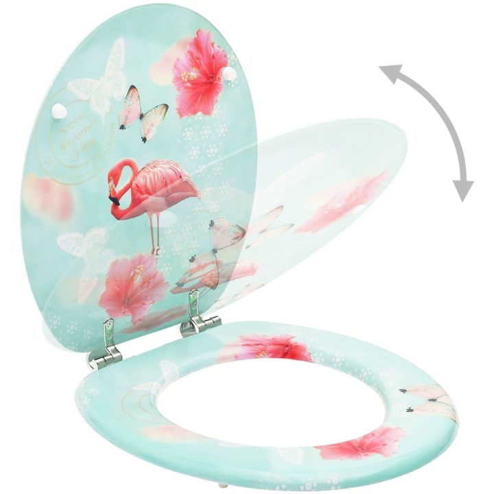 Toalettsitsar med lock 2 st MDF flamingo vidaXL – bild 2