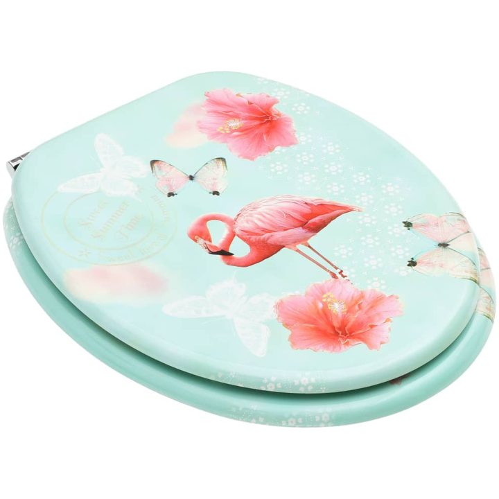Toalettsitsar med lock 2 st MDF flamingo vidaXL – bild 3