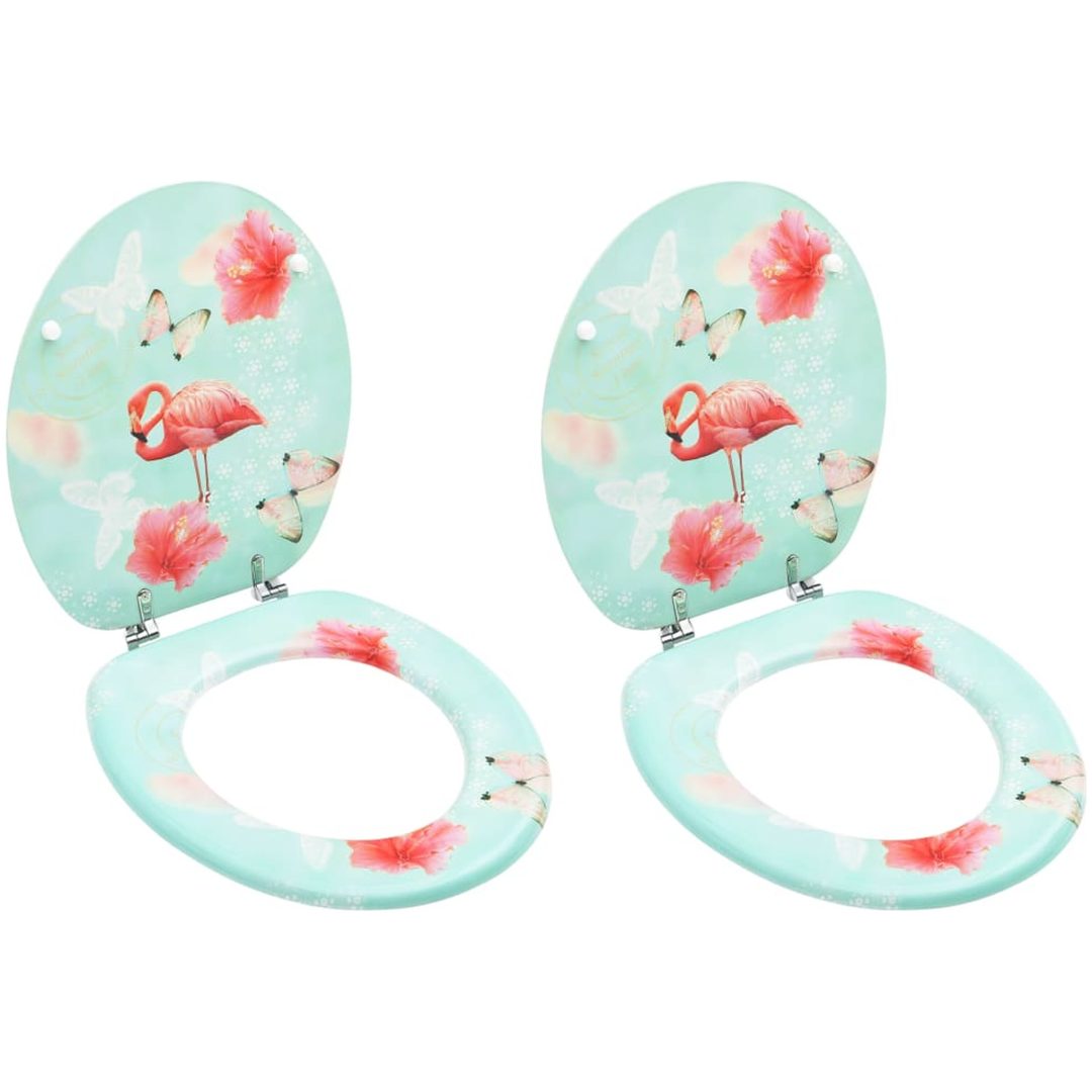 Toalettsitsar med lock 2 st MDF flamingo vidaXL
