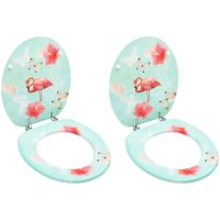 Toalettsitsar med lock 2 st MDF flamingo vidaXL
