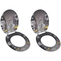 Toalettsitsar med lock 2 st MDF New York vidaXL